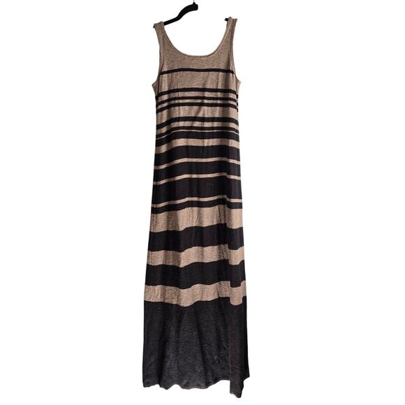 Vince Striped Cotton Sleeveless Tank Knit Maxi Dress Beige Brown Summer Size M - Picture 3 of 5